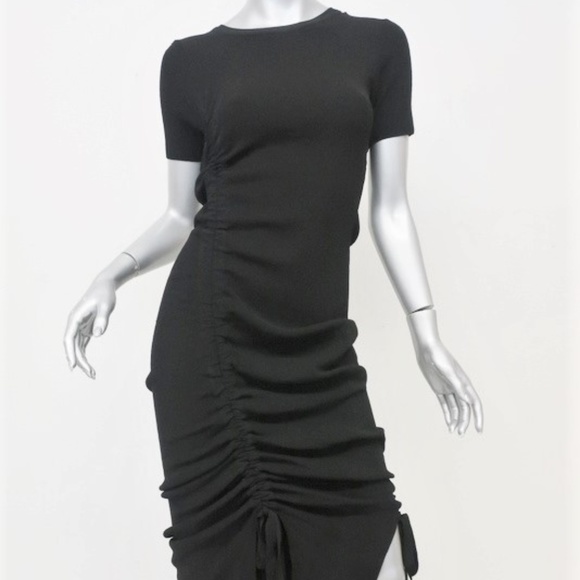 Milly Dresses & Skirts - Milly Ruched Midi Dress Black Stretch Knit